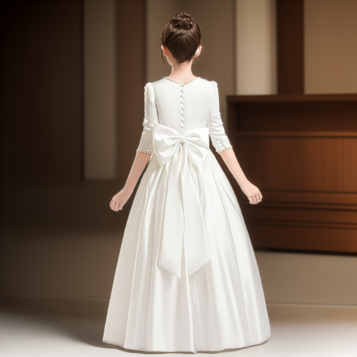 2026新款女童白色晚礼服订制儿童生日婚礼花童钢琴演奏缎面公主裙,淘宝优惠券,粉丝福利购,淘宝优惠卷