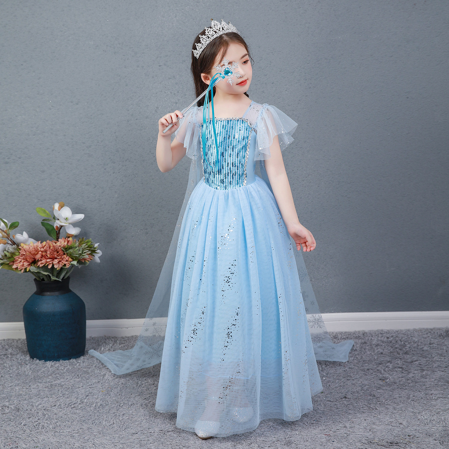 爱莎沙女夏新款带披风儿童2公主裙 玛贝娅民族服装/舞台装