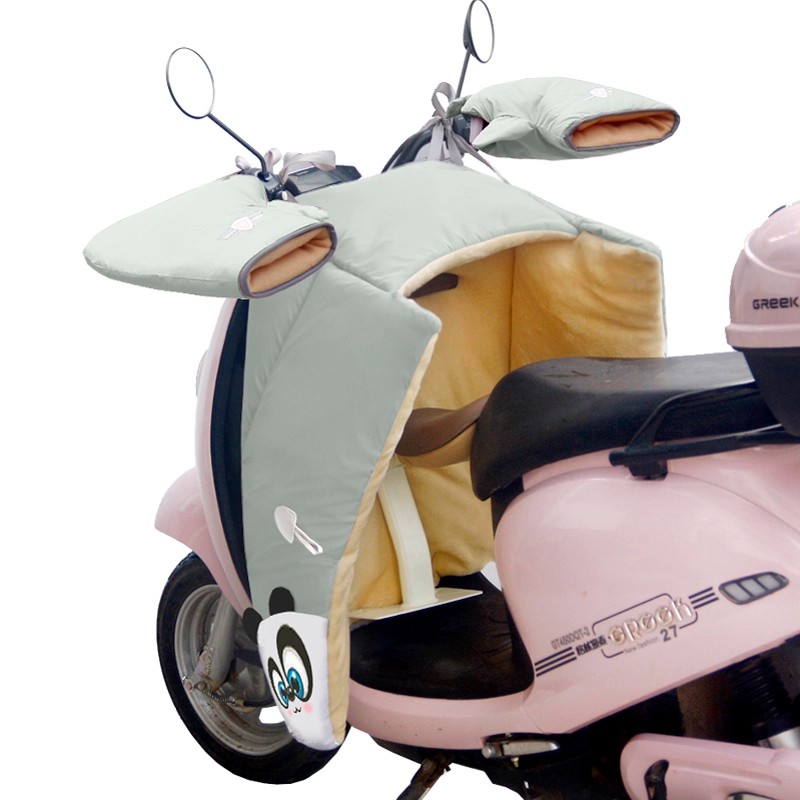 适用爱玛电动车前置开叉挡风被A30lite冬季加绒加厚亲子防风罩 - 图3