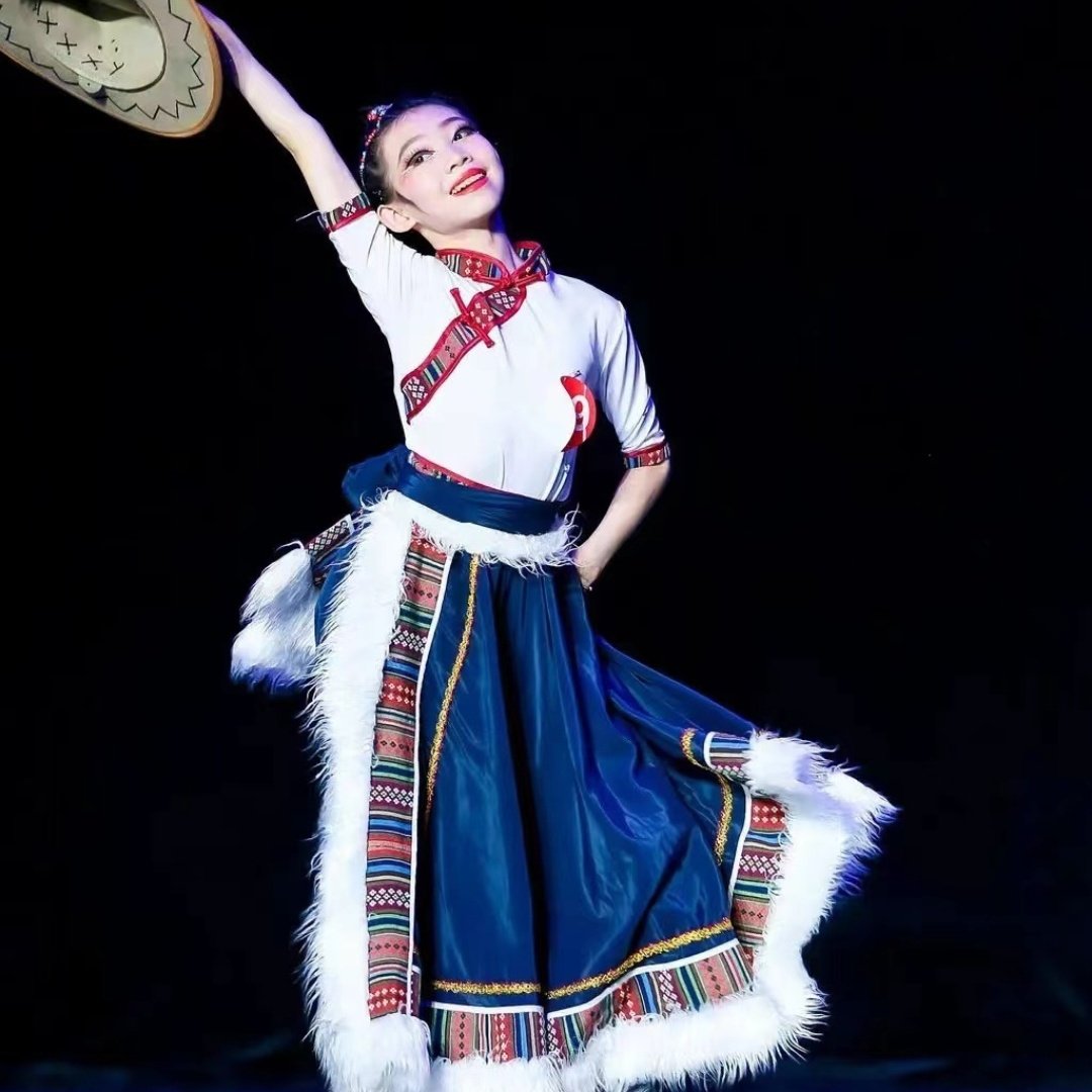 十一儿童藏族舞蹈演出服女藏服套装大摆裙练习艺考考级练功半身裙,淘宝优惠券,粉丝福利购,淘宝优惠卷