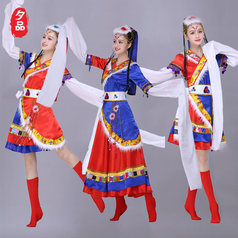 藏族舞蹈演出服装女2018新款表演服 夕品民族服装/舞台装