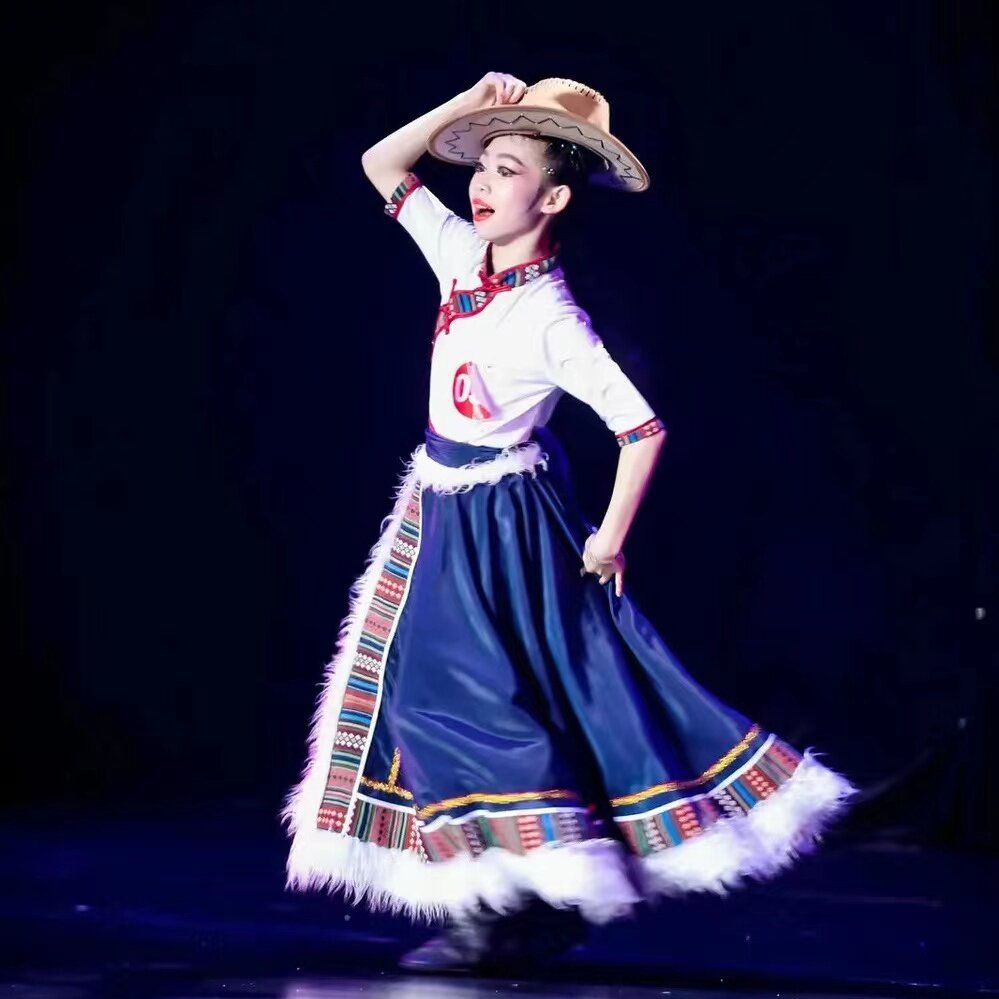 十一儿童藏族舞蹈演出服女藏服套装大摆裙练习艺考考级练功半身裙,淘宝优惠券,粉丝福利购,淘宝优惠卷