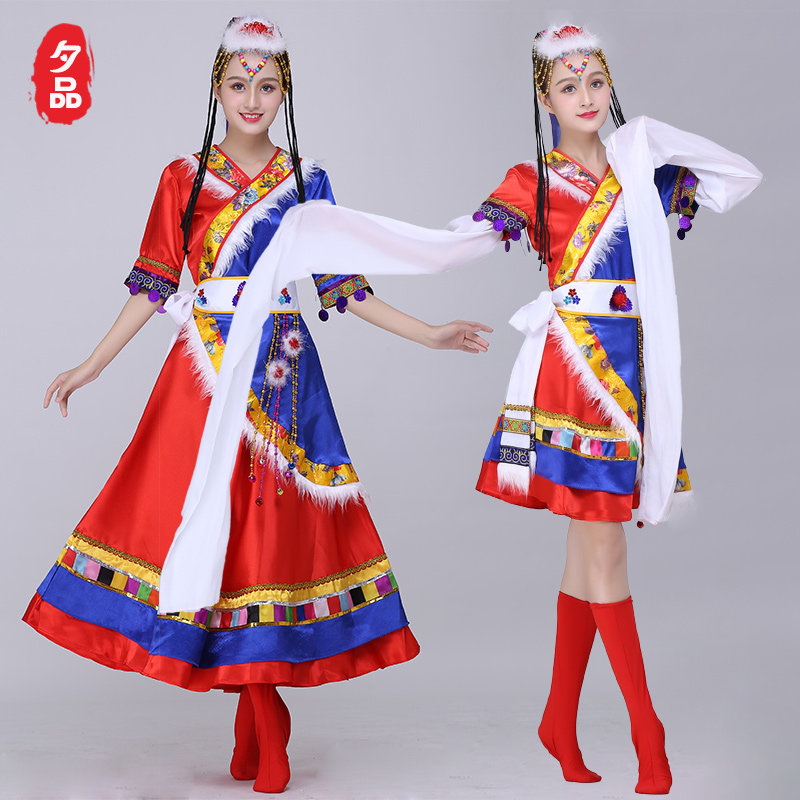 藏族舞蹈演出服装女2018新款表演服 夕品民族服装/舞台装