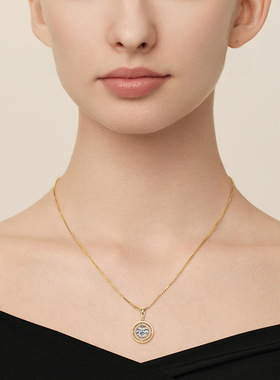 尚美伯爵莫桑石飞碟罗盘吊坠女s925纯银高级感爆闪轻奢项链尚美伯