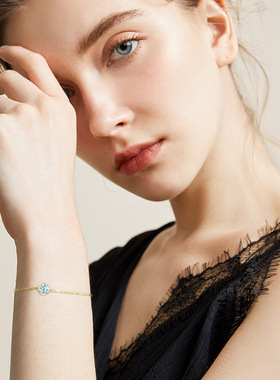 尚美伯爵S925纯银四叶草手链莫桑石轻奢高级感百搭手饰尚美伯爵尚