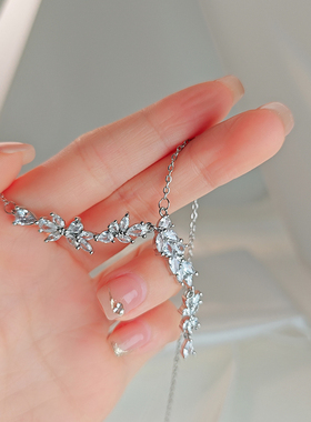 紫藤花Y字链项链女纯银轻奢小众高级感锁骨链送女友闺蜜生日礼物