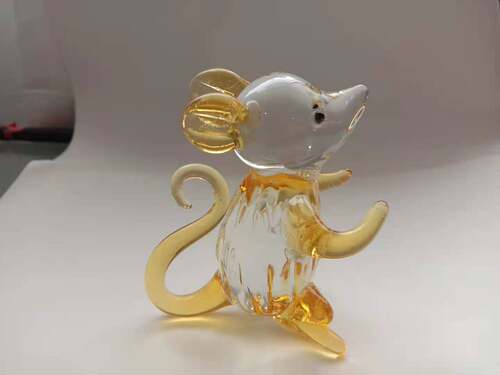 水晶玻璃拉丝工艺品老鼠十二12生肖生日礼物手工制作琉璃摆件包邮 - 图0