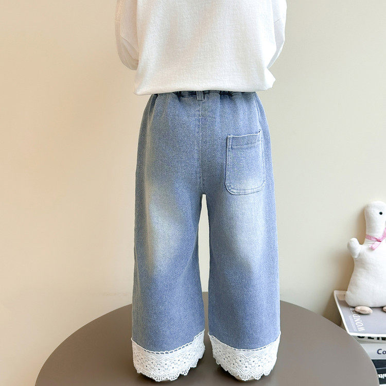 女童新款儿童2026春季猫咪绣花牛仔裤宝宝阔腿裤宽松洋气小童童装,淘宝优惠券,粉丝福利购,淘宝优惠卷