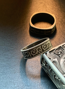 方形系列-古法钛钢复古重工戒指