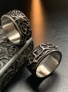 太阳神-不掉色钛钢重工中古戒指