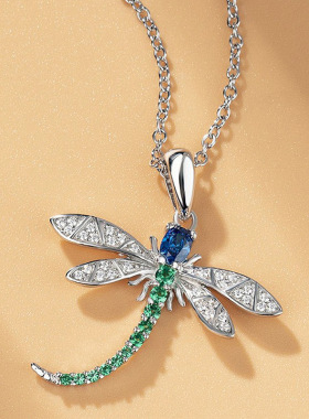 昌晟创意LAZADA新品 可爱百搭长款蜻蜓吊式项链女 外贸热销锁骨链