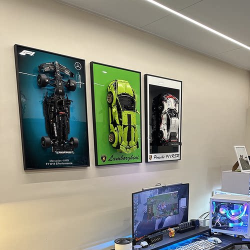兼容高42171梅赛德斯奔驰AMGF1赛车积木上墙展示相框装饰背景板 - 图2