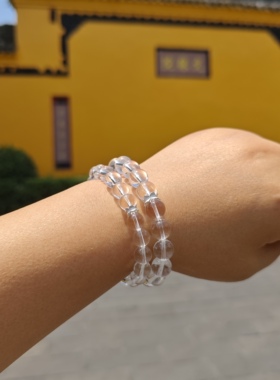 文殊院白水晶手串925银配饰礼盒颜色随机原装正品成都文殊院街发