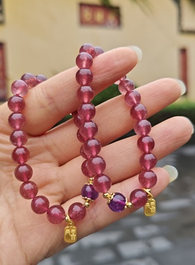 文殊院草莓晶手串原装正品8mm水晶成都文殊院街直发