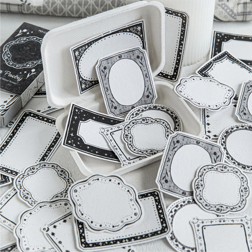 火柴盒便签 贴纸无声荒岛盐系复古手帐边框余白素材diy拼贴纸背胶 - 图2