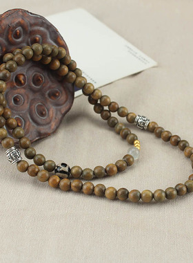 复古中式三圈檀木情侣手串爱情月光石手链木珠天珠手腕饰品链配饰