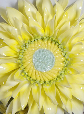 夫己手绘向阳花壁画香槟色框