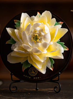 夫己纯手工陶瓷桃花源香插摆件美好时光牡丹茶桌茶几客厅卧室摆件