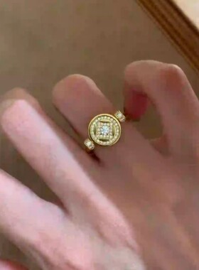 新款高品质翻转铜钱戒-金币铜钱趣味设计女款钱多多招财戒指