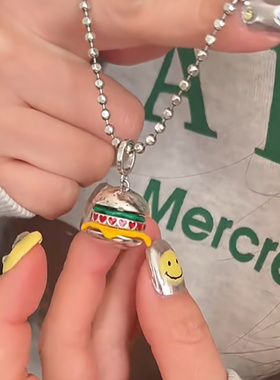 高品质版本设计超级可爱春日搭配吊坠潮流高级感韩系汉堡包吊坠