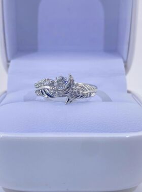 新款高品质深空秦彻灵羽相契羽毛戒指婚戒红色锆石指环送女友