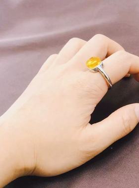 现货高品质田栩宁同款平替柠檬黄方糖戒指简约个性闭口指环