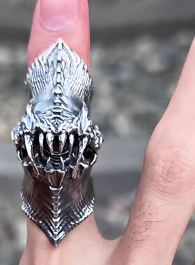 新款高版本霸气龙头男士狼头指套骷髅关节戒指指环男生饰品