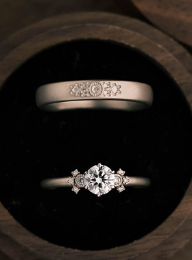 高品质新款真金电镀雪花印章戒指气质百搭对戒食指戒个性简约