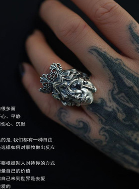 新款现货睡莲生生世世戒指人的多面性复古小众开口指环可调节