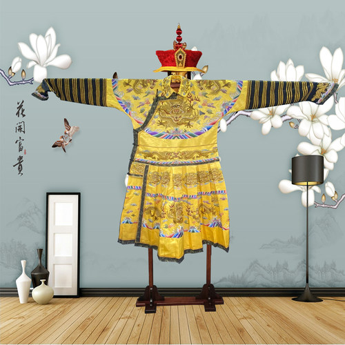古风汉服衣架中式实木衣帽架龙袍戏服挂衣架 展示架 落地衣架 - 图1