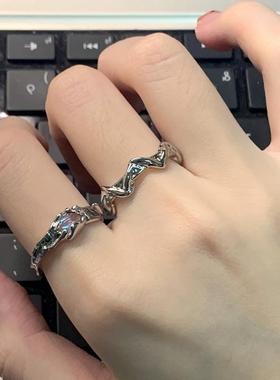 情侣钛钢原创设计两件套月光石