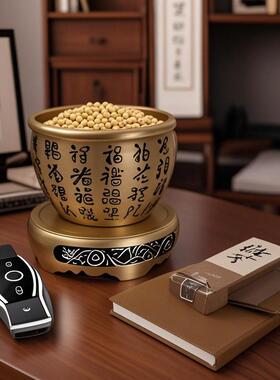 聚宝盆百福米缸摆件2025蛇年装饰摆饰客厅玄关财神氛围布置