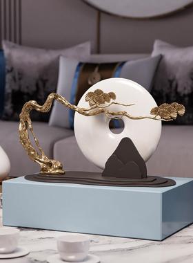 新中式办公室桌面摆件高级感客厅玄关平安扣玉石装饰摆饰高端礼品