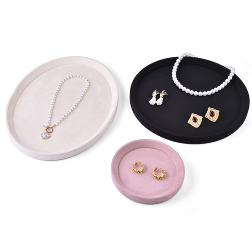 高档绒布珠宝展示盘首饰托盘文玩看货盘首饰项链收纳盘珠宝陈列盘 - 图0