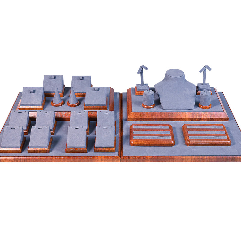 新款木纹柜台展示道具黄金k金收纳 jinsky首饰展示架