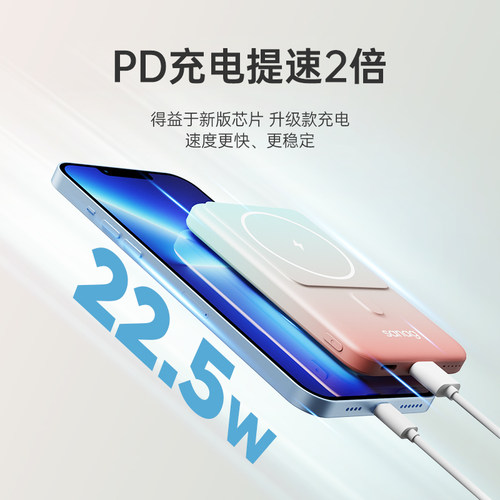 sanag磁吸无线充电宝Magsafe适用苹果14专用iphone15promax快充新款迷你超薄小巧便携式手机背夹支架移动电源-图2