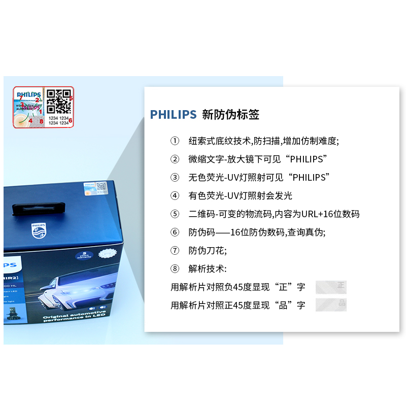 飞利浦汽车led灯泡新极昼光H4超亮H7H11远光HB3 9005近光9012大灯