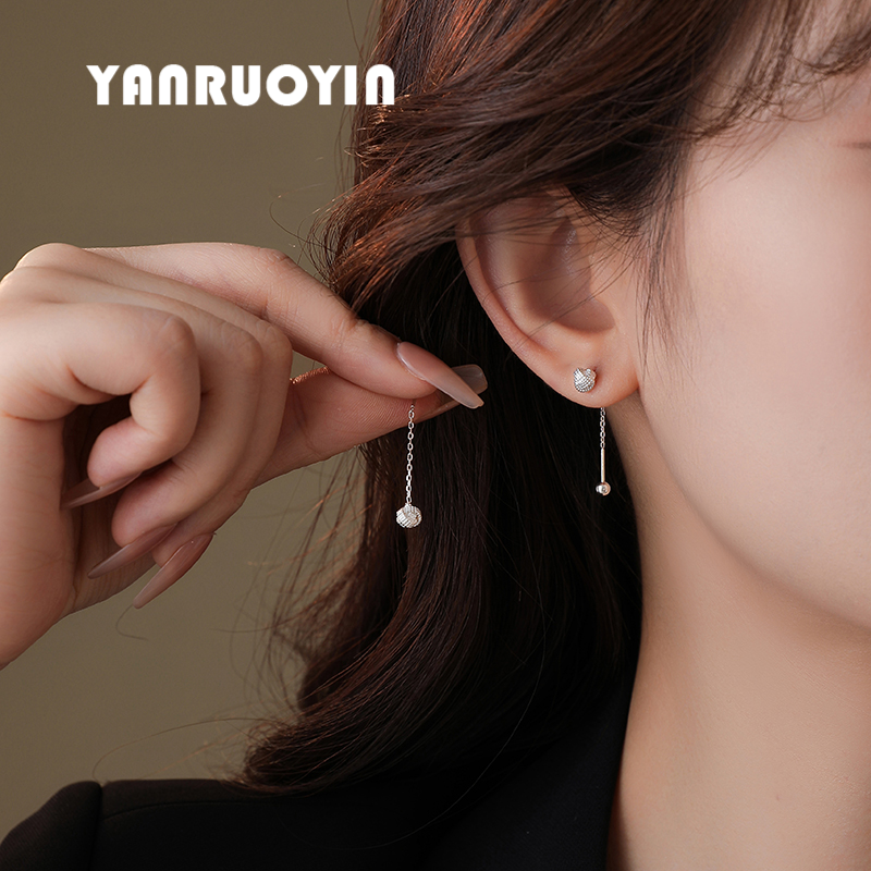 925银耳线女简约如意结耳坠精致缠绕球球短款百搭灵动流苏银耳饰,淘宝优惠券,粉丝福利购,淘宝优惠卷