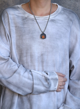 潮男项链火焰图腾ins裂地鬼之眼男士挂链个性钛钢吊坠朋克复古男