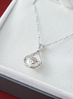 蛮文 轻奢优雅小众设计感 925足银珍珠吊坠高级感项链锁骨链6M006