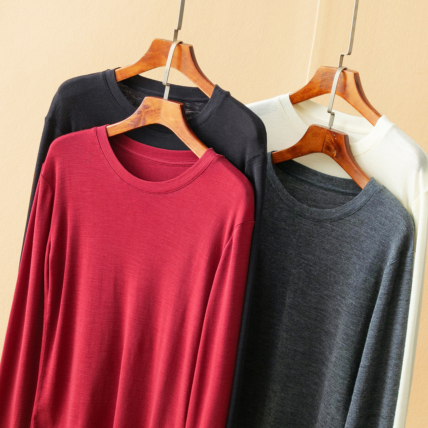 蛮文 25秋冬 ROW系极简 80支精纺羊毛圆领轻薄显瘦针织T恤女59109 - 图0