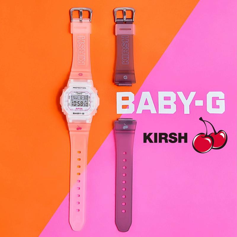 Casio Baby-G x Kirsh卡西欧联名女士防水夜光樱桃方形手表双表带 - 图1