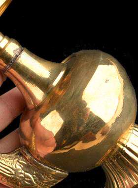 黄铜光面贲巴壶印度手工净水壶文巴壶贲巴壶宝瓶净水壶圣水壶摆件