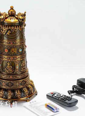 藏式家用摆件桌面铜制电动转轮室内转桶桌面转动金桶桶电动摆件