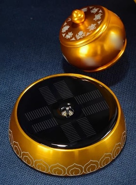 金色八吉祥太阳能转轮转桶摆件