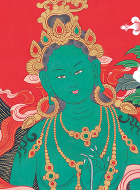普瑞德白绿度母21度母西藏密宗挂画手工精裱民族风印刷唐卡装饰画