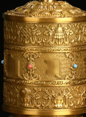 藏式复古六字合金电动转轮摆件