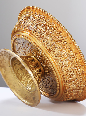 护法杯纯铜古色鎏金藏式密宗八吉祥供佛用品供杯供奉圣水杯供水杯