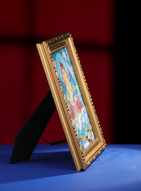 藏式唐卡纯手工绘砂画黄财神家居佛堂摆件西藏供黄财神实木框唐卡