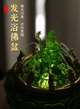 釉面五路供水黑色财神，黄色财神佛像，九龙吐水浴，佛盆，财运循